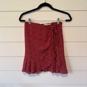 Abercrombie and fitch red wrap ruffle skirt with white dots Americana NWT XS